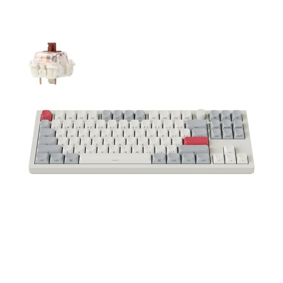 Keychron Q3 Max QMK/VIA Wireless TenKeyLess RGB Hot-Swap Side-Printed Keycaps Shell White Custom Mechanical Keyboard - Brown Switch