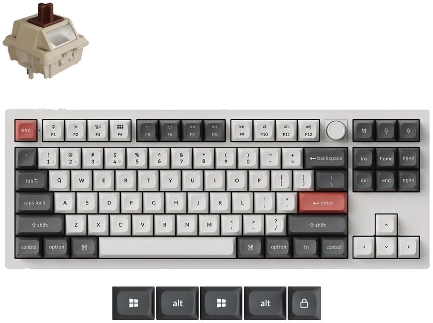 Keychron Q3 Ultra 8K Wireless Custom Fully Assembled Knob White Mechanical Keyboard - Silk POM Brown Switch