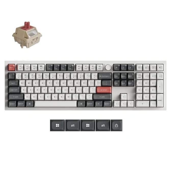 Keychron Q6 Ultra 8K Wireless White Mechanical Keyboard - Silk POM Switch Red