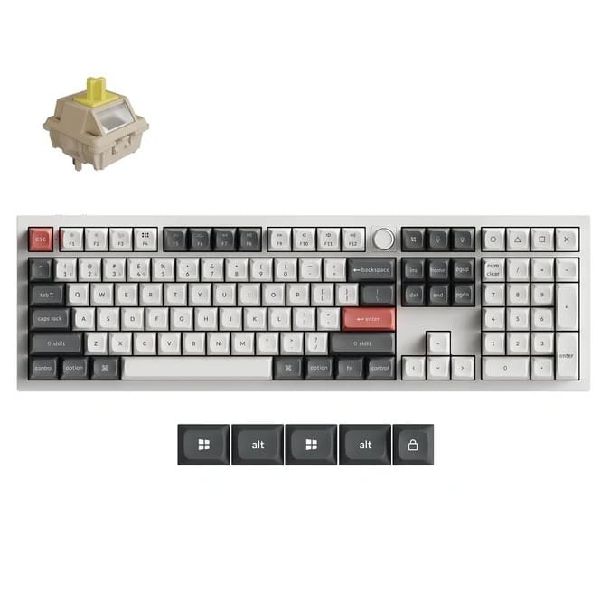 Keychron Q6 Ultra 8K Wireless White Mechanical Keyboard - Silk POM Switch Banana