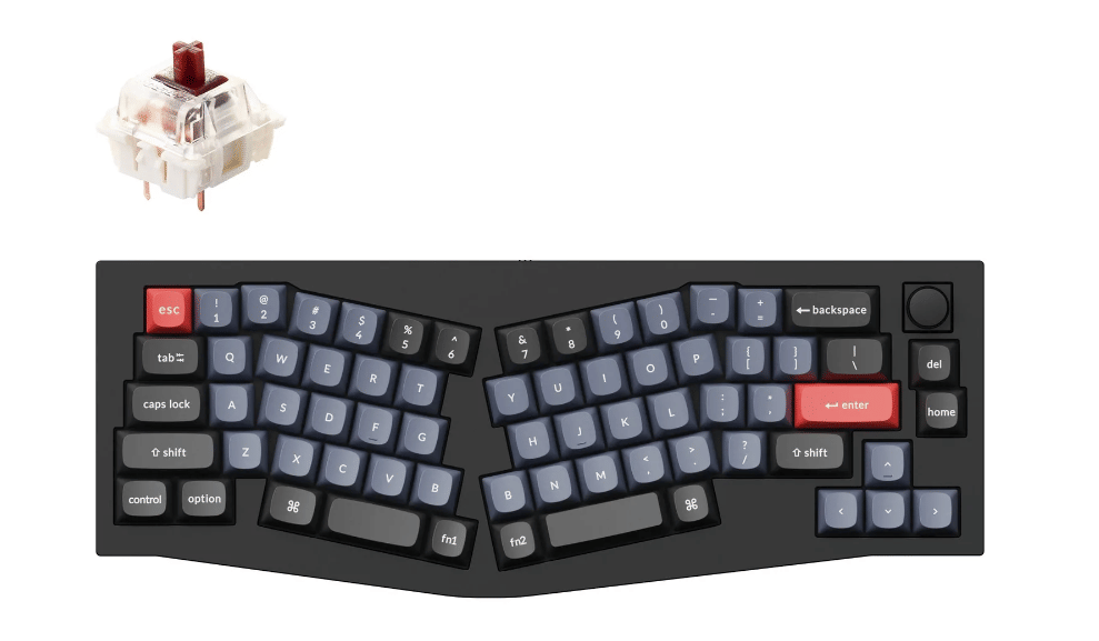 Keychron Q8 Alice Layout QMK Custom Hot-Swappable Gateron Full Assembled Mechanical Keyboard Knob Version-Black-Brown Switch