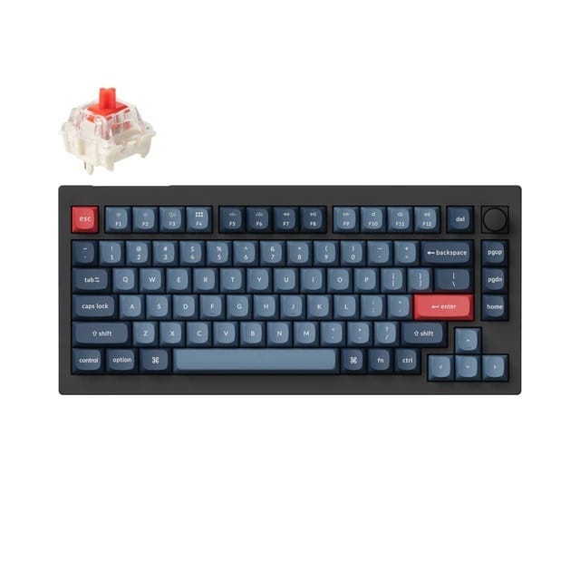 Keychron V1 Max QMK/VIA Fully Assembled Knob Wireless Custom Carbon Black Mechanical Keyboard - Gateron Jupiter Red