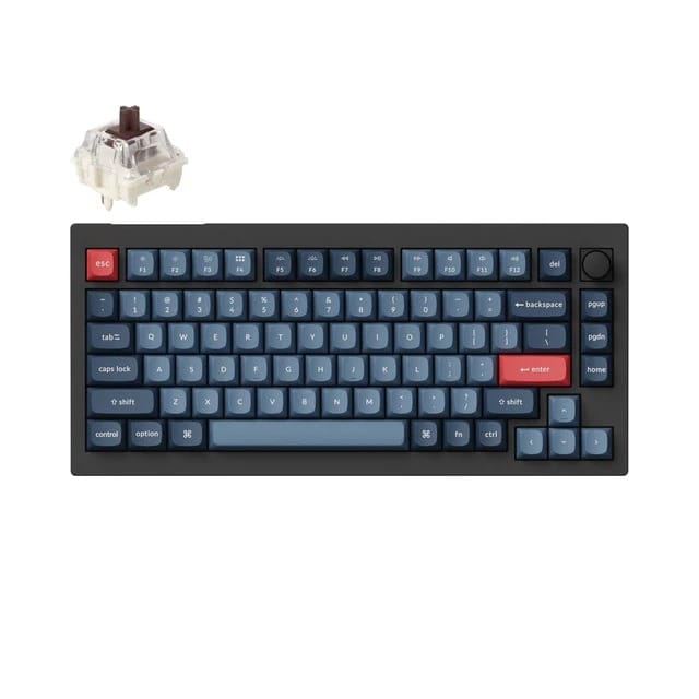 Keychron V1 Max QMK/VIA Fully Assembled Knob Wireless Custom Carbon Black Mechanical Keyboard - Gateron Jupiter Brown