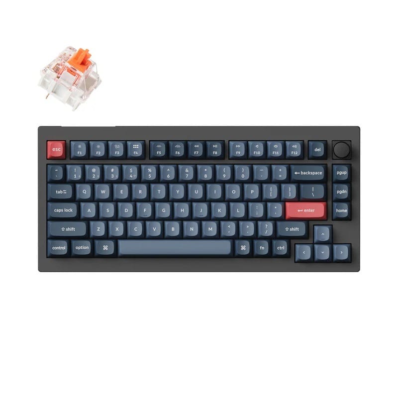 Keychron V1 Max QMK/VIA Wireless Custom Carbon Black Mechanical Keyboard - Silent Red K Pro Switch