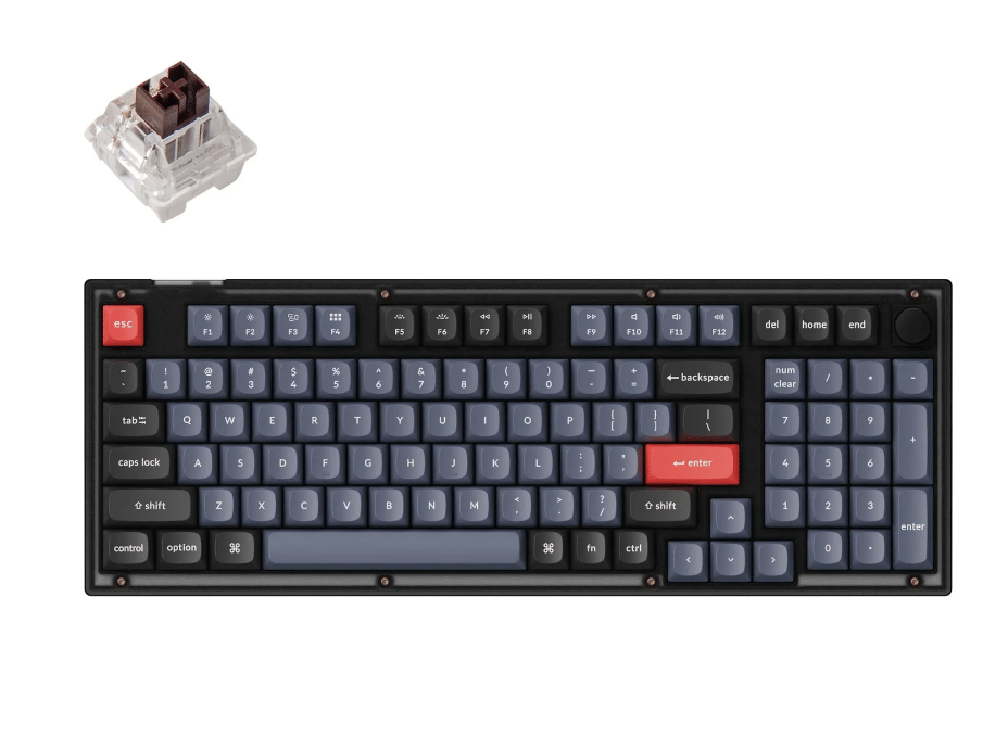 Keychron V5 QMK 1800 Compact Hot-Swappable Knob-Black - Brown Switch