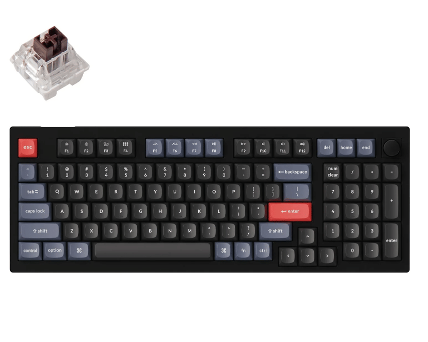 Keychron V5 QMK 1800 Compact Hot-Swappable Knob-Carbon Black - Brown Switch