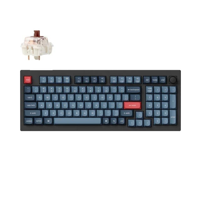 Keychron V5 Max QMK/VIA Fully Assembled Knob Wireless Custom Carbon Black Mechanical Keyboard - Gateron Jupiter Brown
