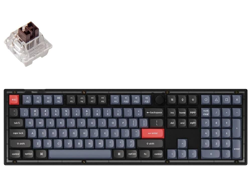 Keychron V6 QMK 100% Custom Hot-Swappable Mechanical Keyboard Knob Version Frosted Black K Pro Brown Switch Mac Windows PBT Keycap V6-C3