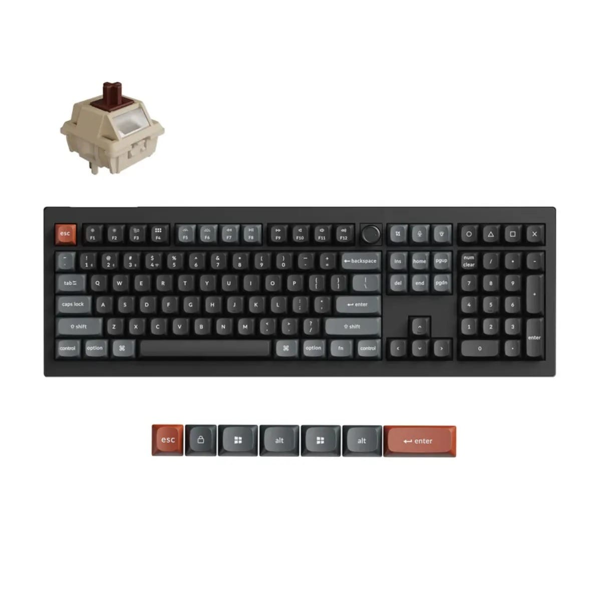 Keychron V6 Ultra 8K Wireless Custom Mechanical Fully Assembled Knob Black Keyboard - Keychron Silk POM Brown Switch