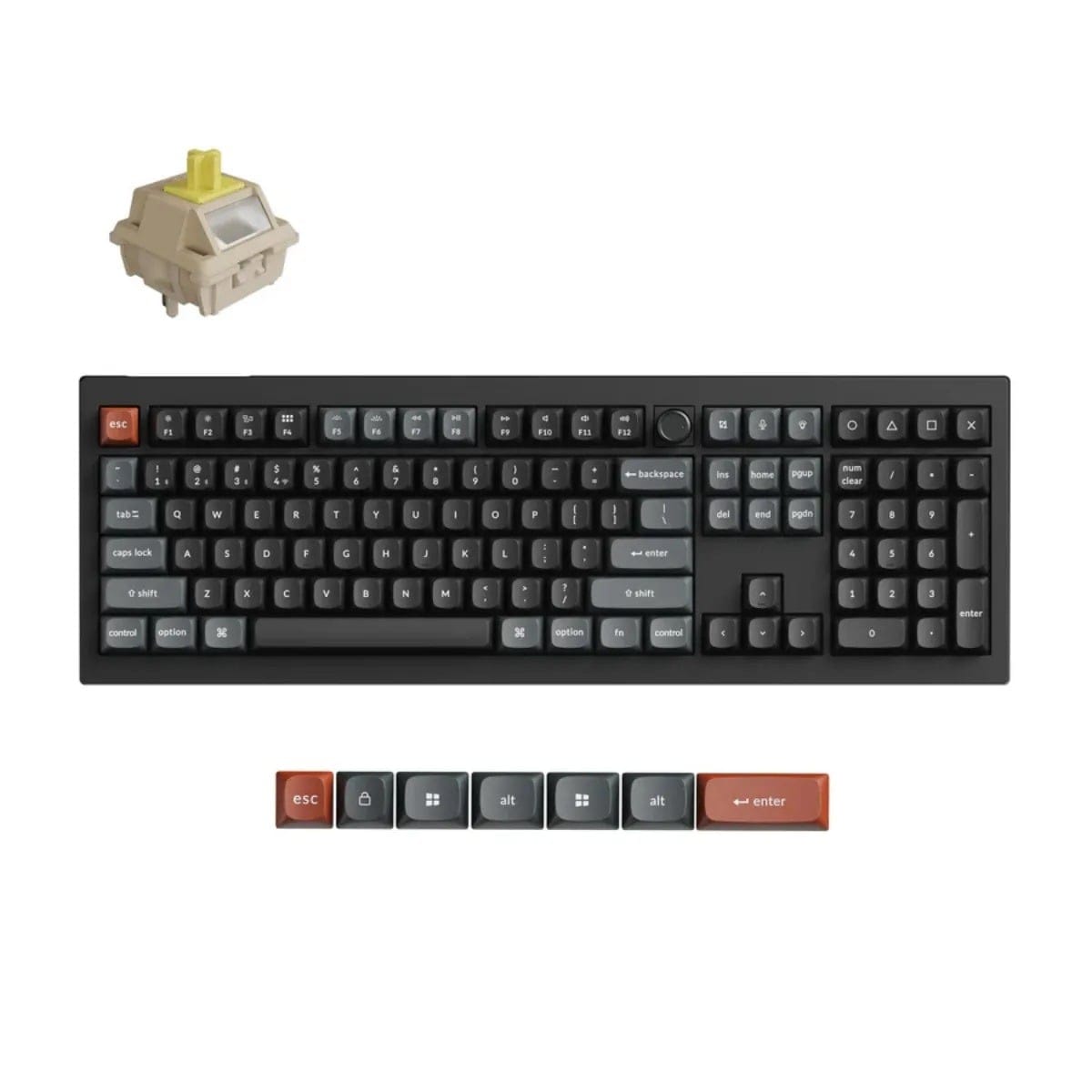 Keychron V6 Ultra 8K Wireless Custom Mechanical Fully Assembled Knob Black Keyboard - Keychron Silk POM Banana Switch