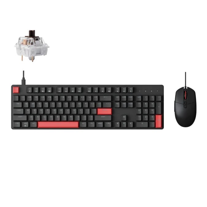 Lemokey X2 Full-Size Red Backlight Mechanical Keyboard - Brown Switch With M55 Mouse
