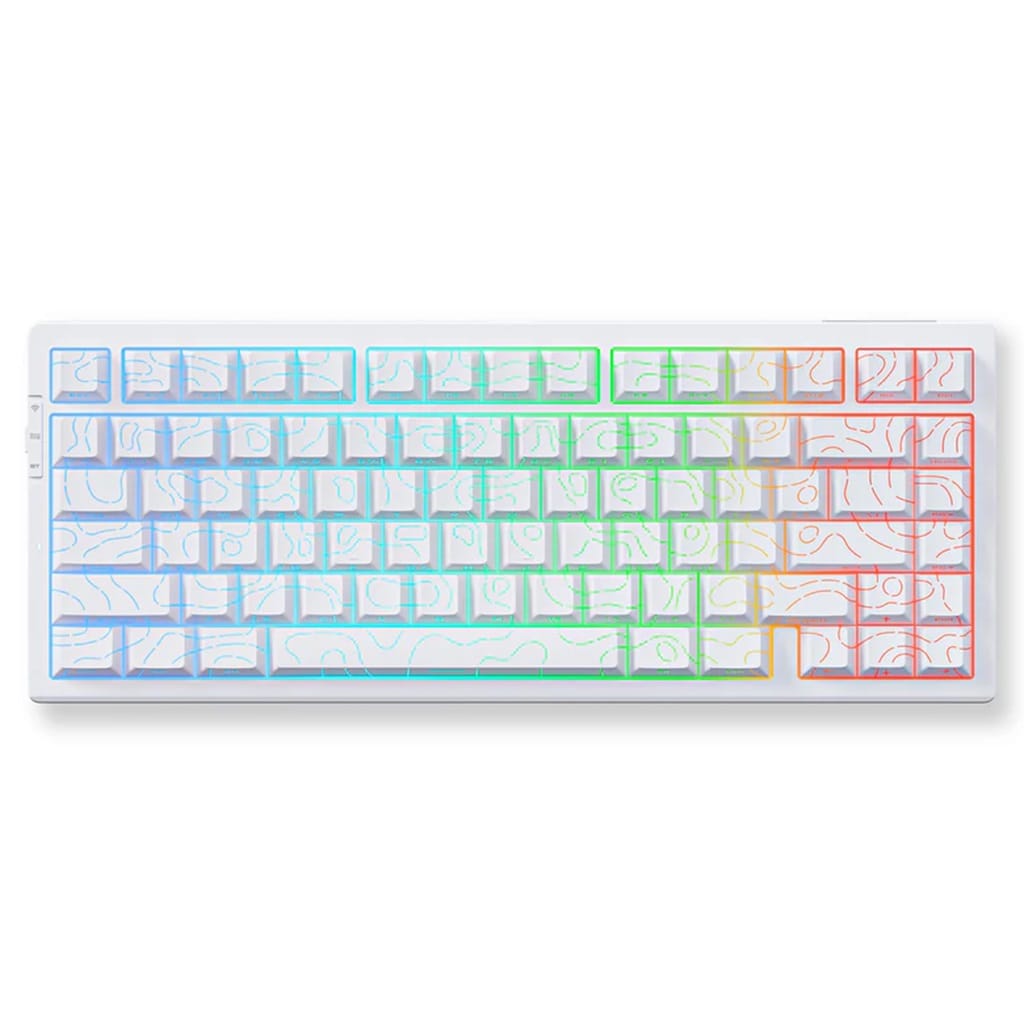 MCHOSE G75 Pro 75% Tri-Mode White Wireless Topographic Mechanical Keyboard - Matcha Latte Switch