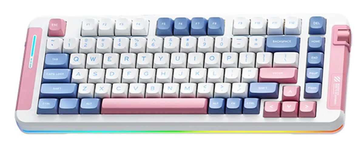 MCHOSE X75 RGB Wireless Pink Blue Mechanical Keyboard - Icy Creamsicle Switch