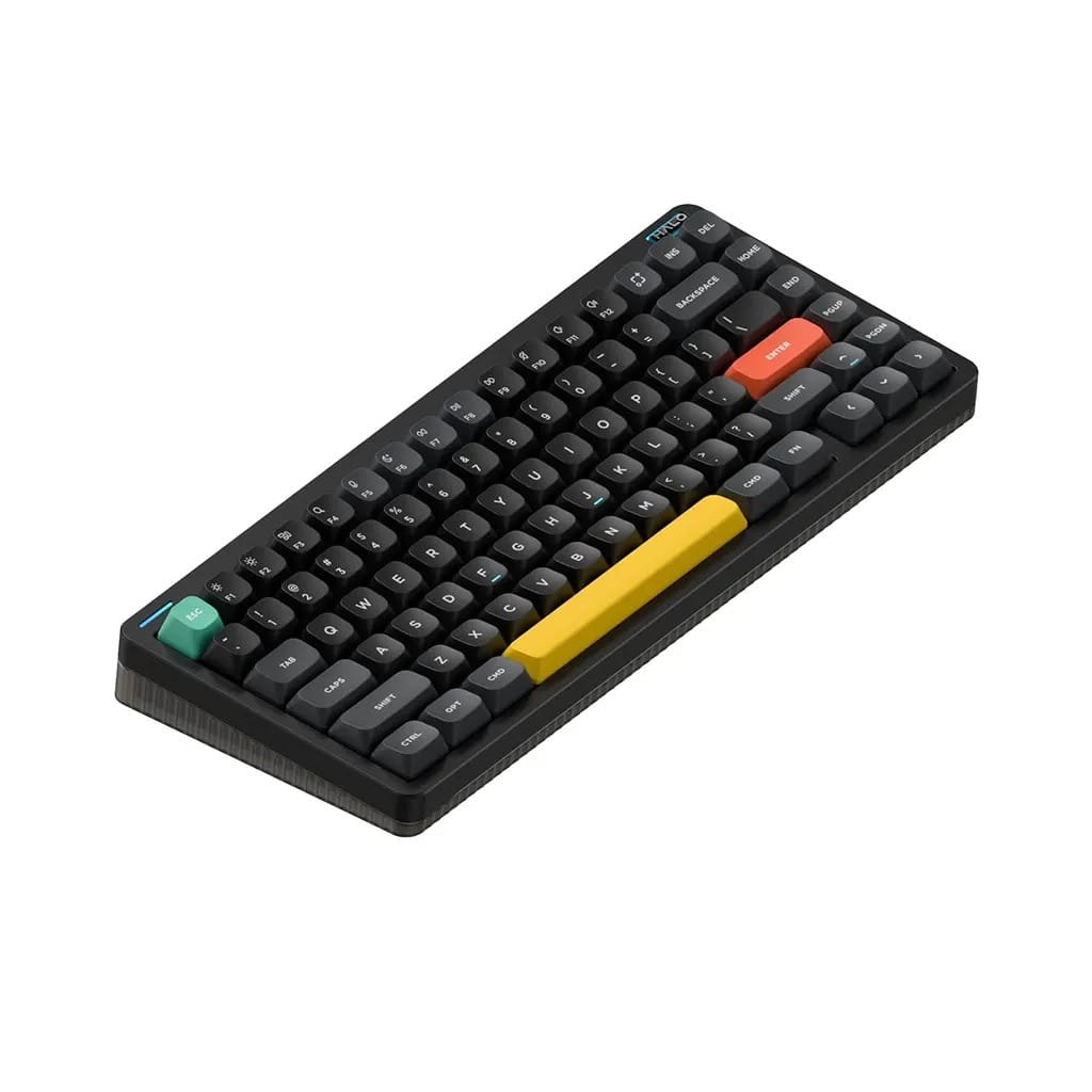 Nuphy Halo75 V2 QMK/VIA Hot-Swappable RGB Backlight Wireless Mechanical Obsidian Black Keyboard - Raspberry Switch
