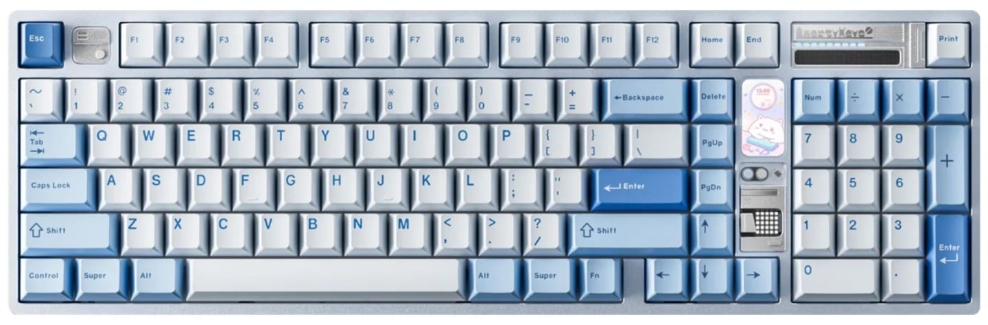 Qwertykeys QK100 Mk2 Prebuilt Wireless Mechanical Aquamarine Blue Keyboard - Neo Oat Switch
