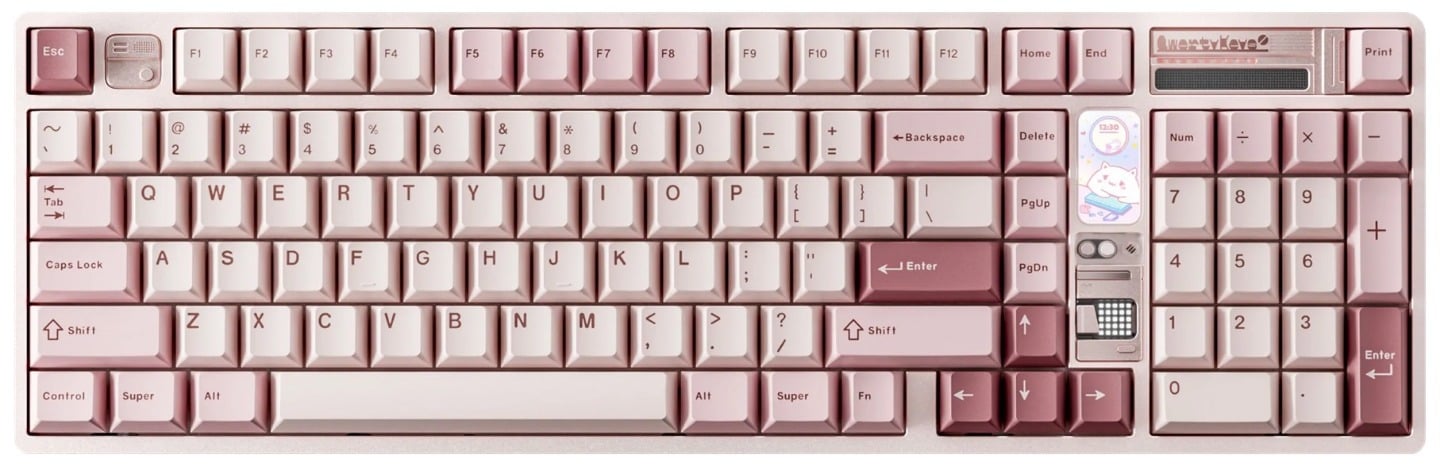 Qwertykeys QK100 Mk2 Prebuilt Wireless Mechanical Strawberry Pink Keyboard - Neo Oat Switch
