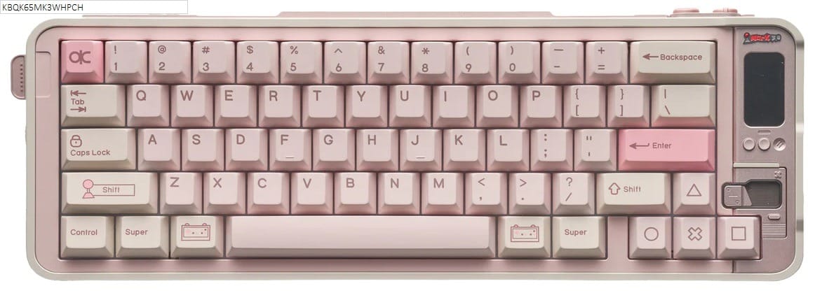 Qwertykeys QK65 MK3 Wireless RGB Prebuilt White Peach Mechanical Keyboard - Oat Switch