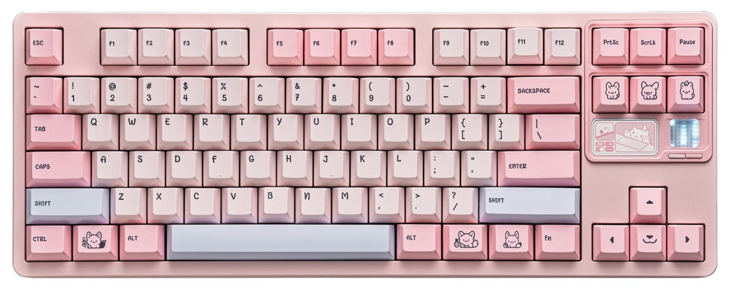 Qwertykeys QK80 MKII Wireless Mechanical Spray-coated Pink Keyboard - Oat Switch