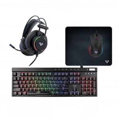 Laser Ultimate 4-in-1 RGB Gaming Bundle Mechanical Keyboard Mouse Headset Kit, Blue Switch Keyboard, Gaming Mouse & RGB Headphones
