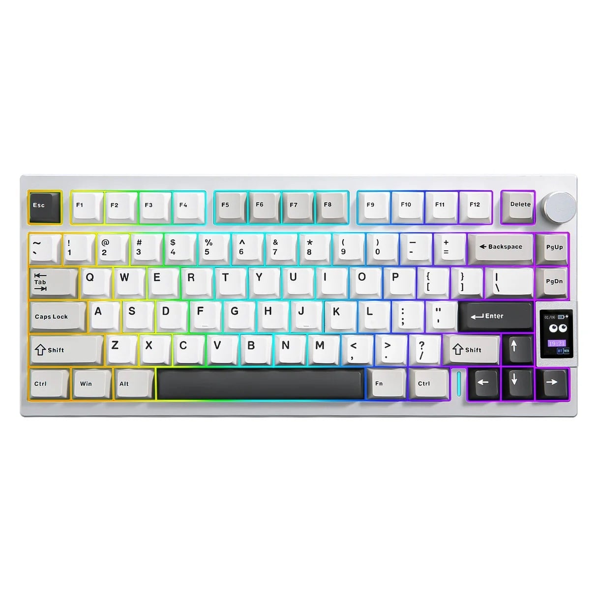 YUNZII AL80 QMK Wireless Mechanical Silver Keyboard - Cocoa Cream V2 Linear Switch