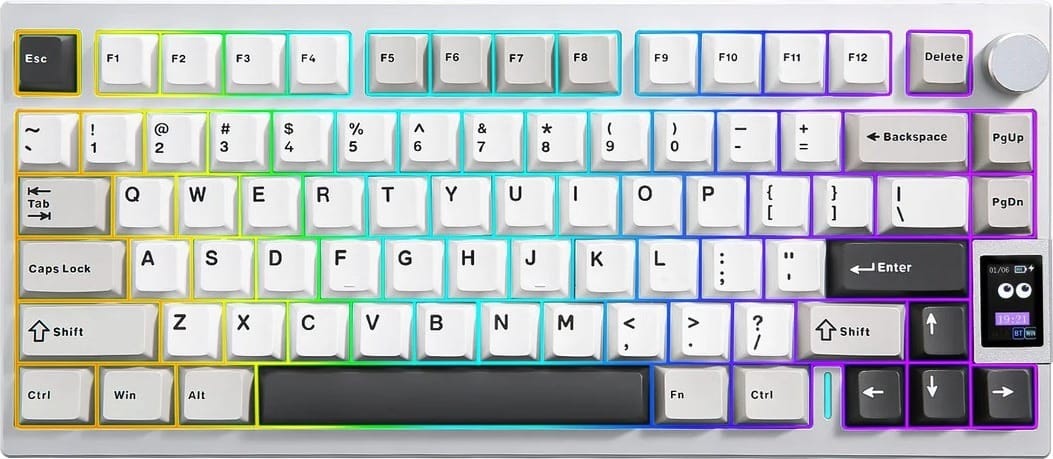 (Ex-Demo) YUNZII AL80 QMK/VIA RGB Wireless Mechanical Silver Keyboard - Gateron Zero Linear Switch