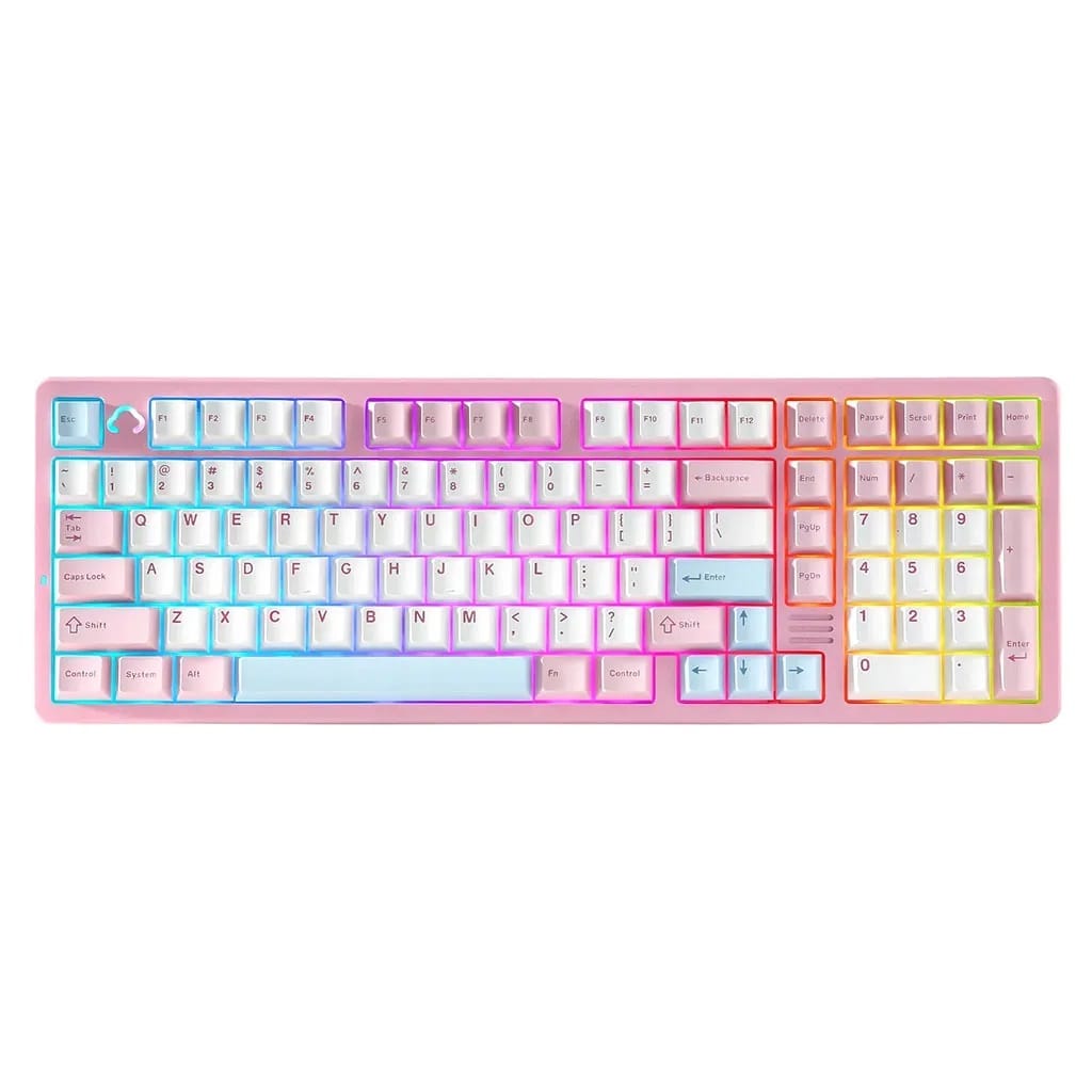 YUNZII AL98 QMK/VIA Hot-Swappable Mechanical Aluminium Pink Gaming Keyboard - Cocoa Cream V2 Linear Switch