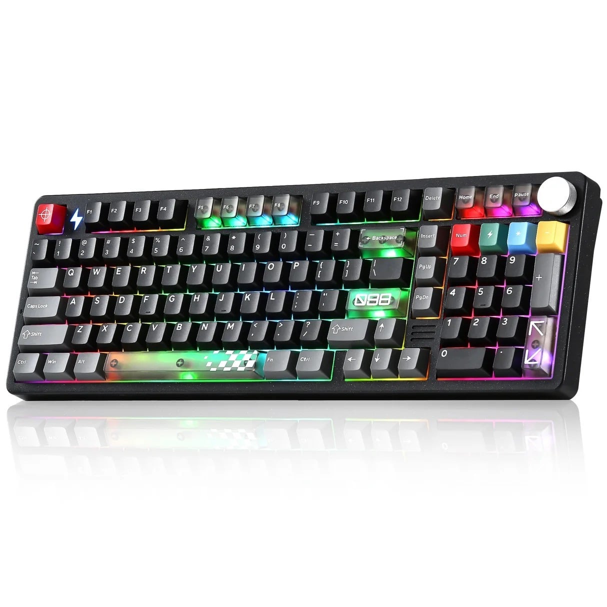 YUNZII AL98 PRO Dual-8K Wireless Aluminum Mechanical Black Keyboard with Wrist Rest - Cocoa Cream V2 Switch