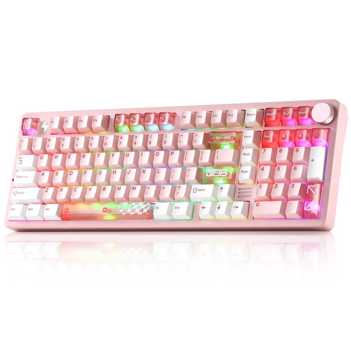YUNZII AL98 PRO Dual-8K Wireless Aluminum Mechanical Pink Keyboard with Wrist Rest - Cocoa Cream V2 Switch