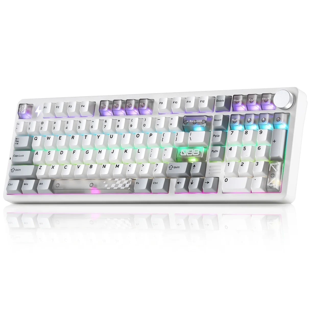 YUNZII AL98 PRO Dual-8K Wireless Aluminum Mechanical White Keyboard with Wrist Rest - Cocoa Cream V2 Switch