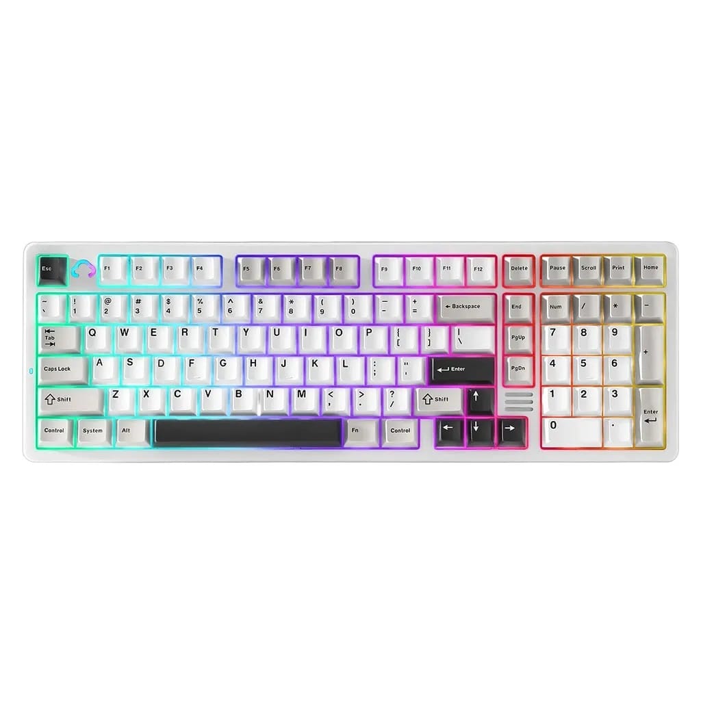 YUNZII AL98 QMK/VIA Hot-Swappable Mechanical Aluminium White Gaming Keyboard - Cocoa Cream V2 Linear Switch