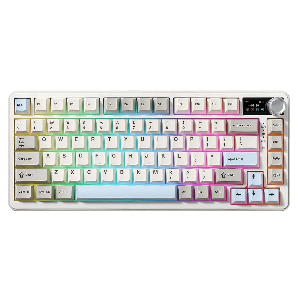 YUNZII B75 PRO MAX QMK/VIA Knob TFT Screen Wireless Mechanical Beige Keyboard - Candy Linear Switch