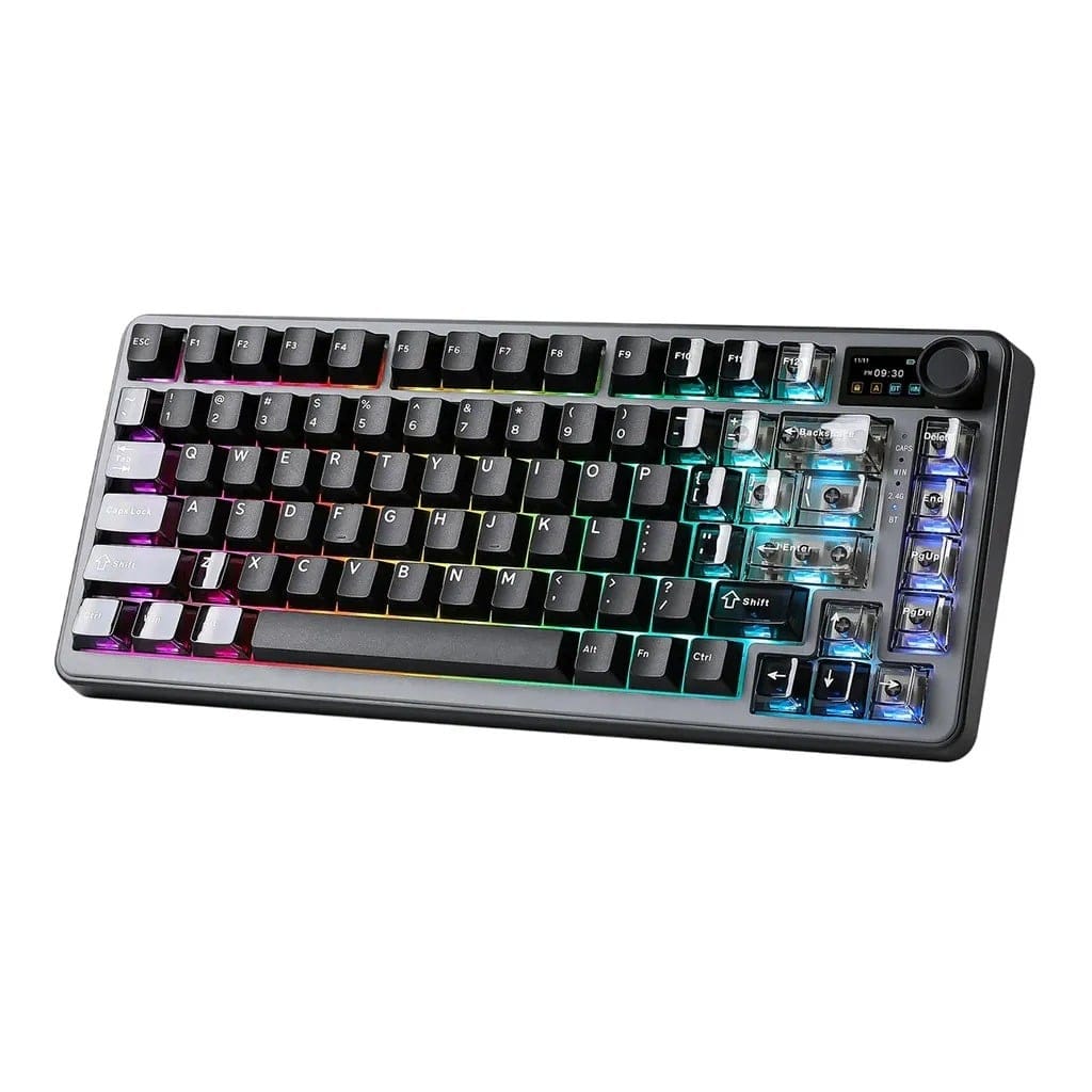 YUNZII B75 PRO MAX QMK/VIA Knob TFT Screen Wireless Black Mechanical Keyboard - Cocoa Cream V2 Linear Switch
