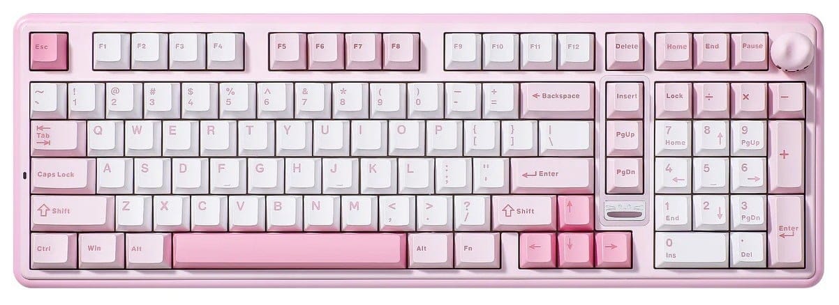 YUNZII B98 PRO QMK/VIA Hot-Swap Wireless Mechanical Pink Keyboard - Candy Linear Switch
