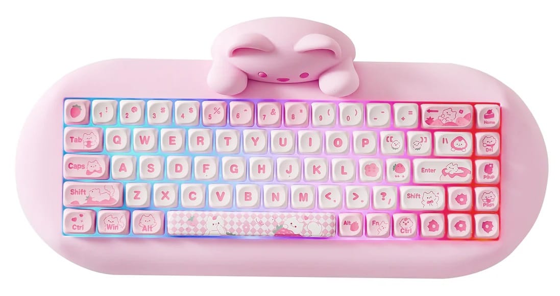 YUNZII C68 Meow Wireless Pink Mechanical Keyboard - Milk Linear Switch