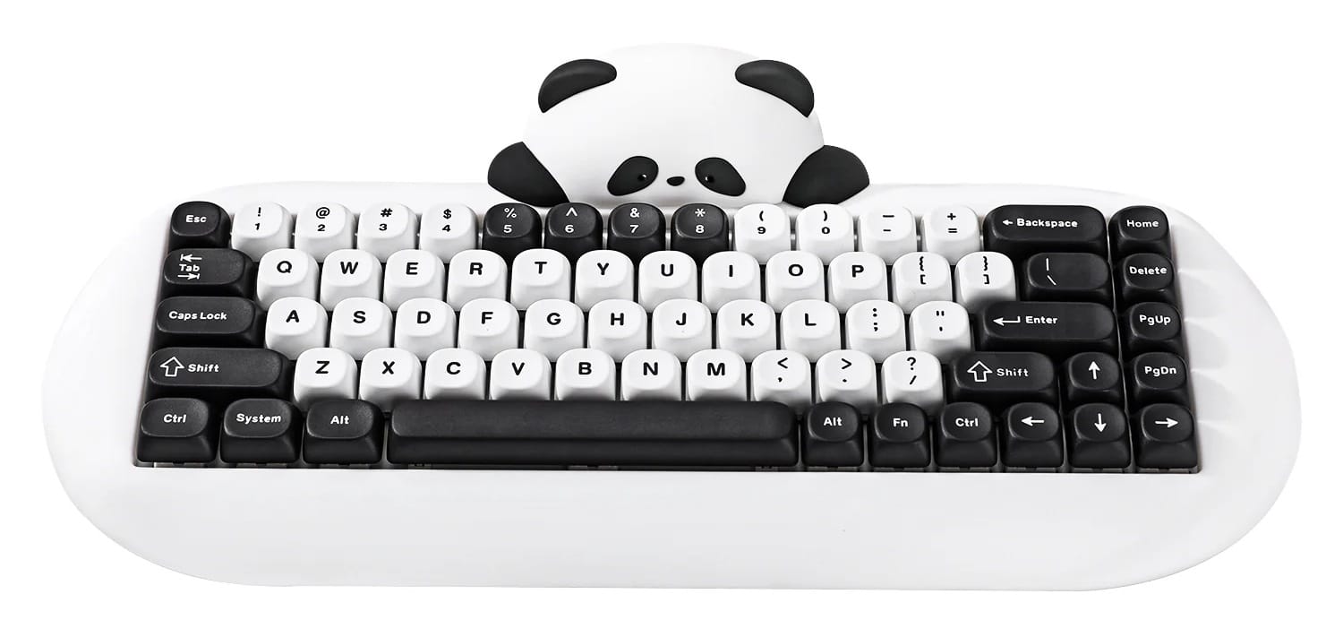 YUNZII C68 Panda Wireless Tri-Mode Hot-Swap Mechanical White Keyboard - Panda Linear Switches