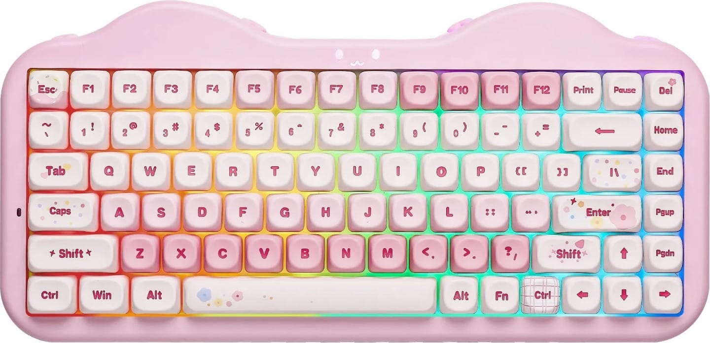 (Ex-Demo) YUNZII C75 Cake Meow Wireless Pink Mechanical Keyboard - Milk V2 Switch