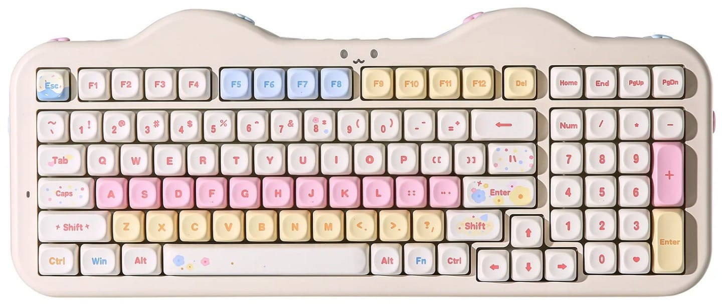 YUNZII C98 Cake Meow Hot-Swap Wireless Beige Mechanical Keyboard - Candy Linear Switch