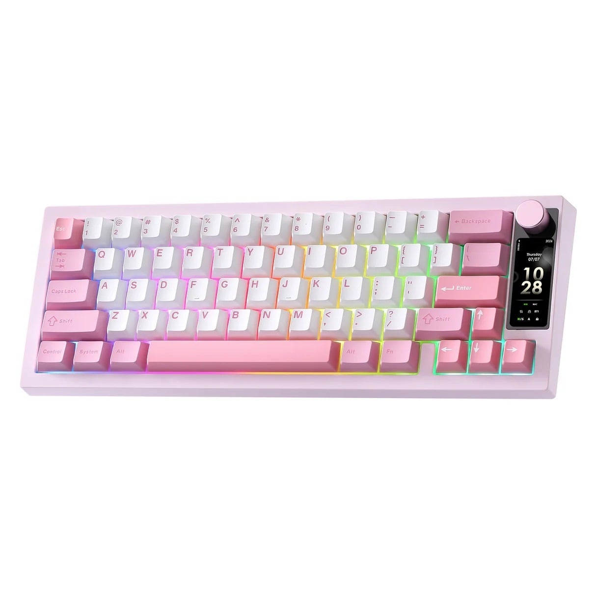 YUNZII IF68 QMK/VIA Wireless Mechanical Pink Keyboard - Candy Linear Switch