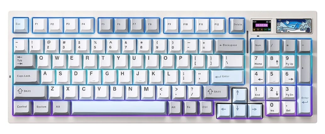 YUNZII IF99 QMK/VIA RGB Wireless Mechanical White Keyboard - Cocoa Cream V2 Switch