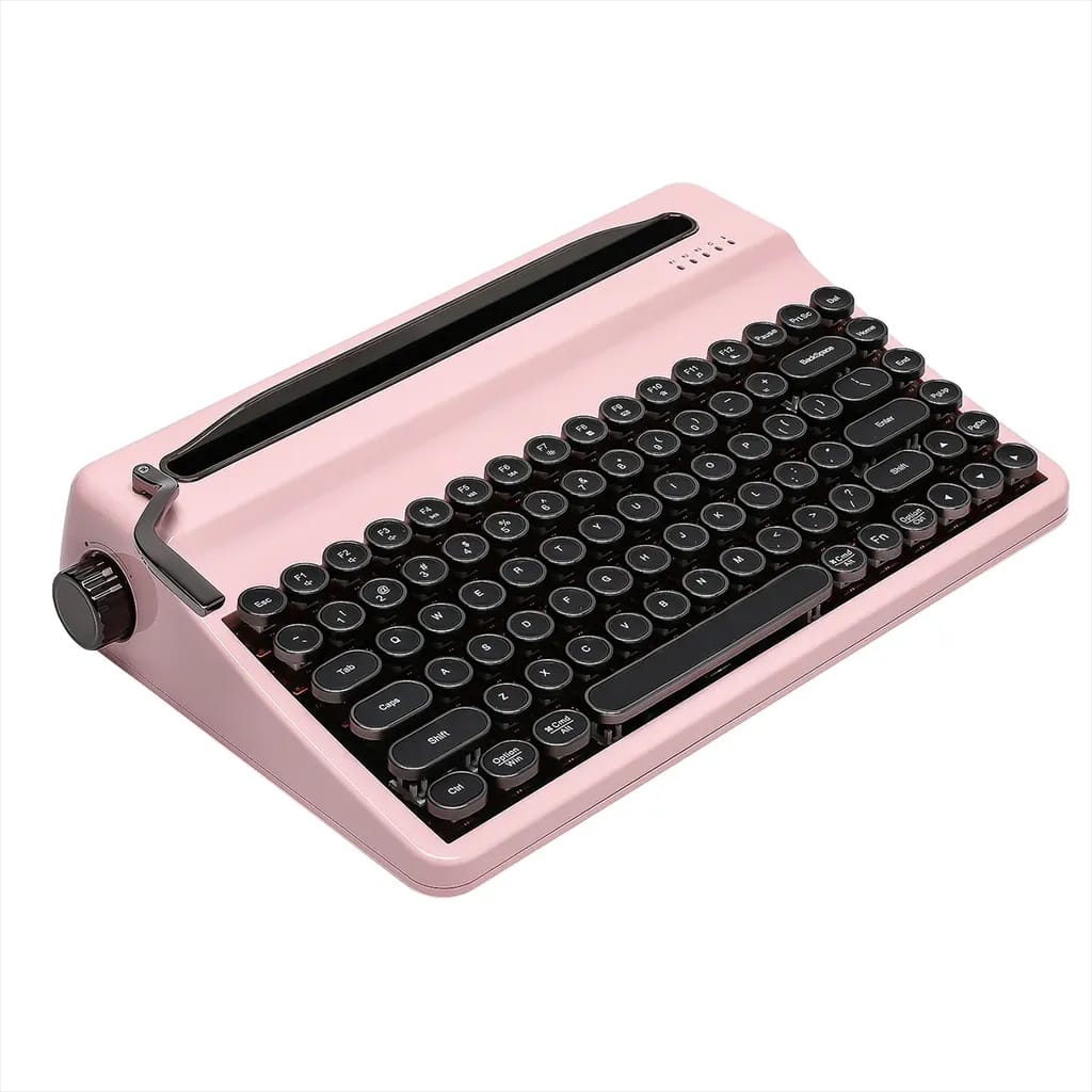 YUNZII QL75 Retro Typewriter QMK/VIA Wireless Pink Mechanical Keyboard - Onyx Tactile Switch