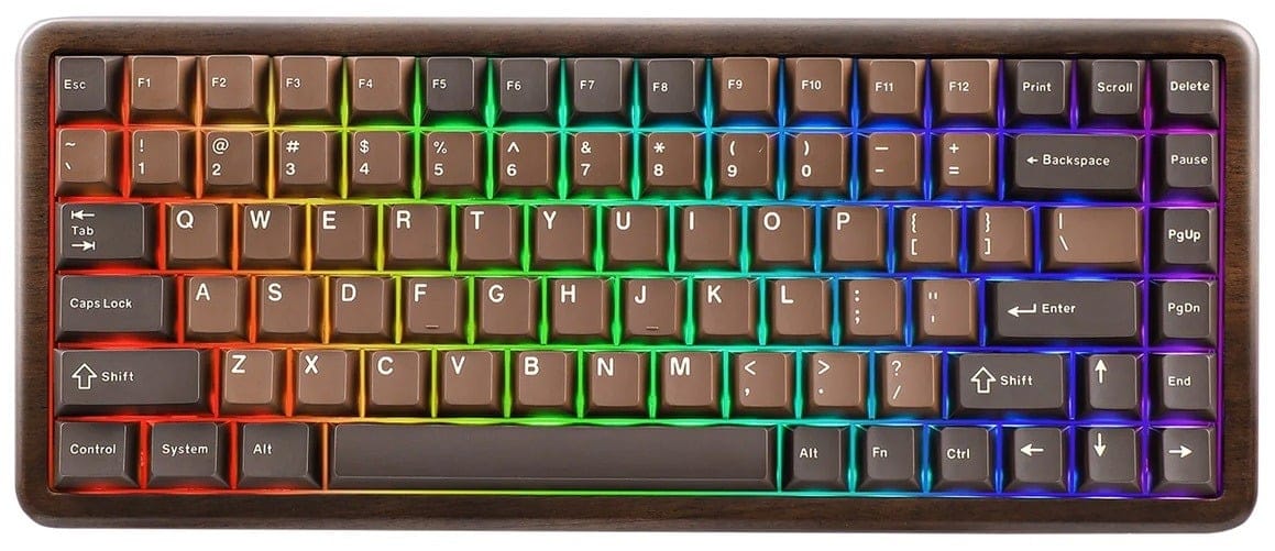 YUNZII WOOD84 Hot-Swap Wireless Tri-Mode Mechanical Keyboard - Candy Linear Switch
