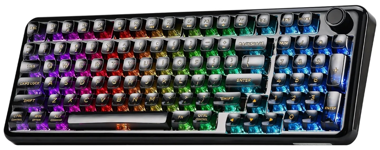 YUNZII X98 Transparent QMK/VIA Wireless Mechanical Black Keyboard - Snow Linear Switch