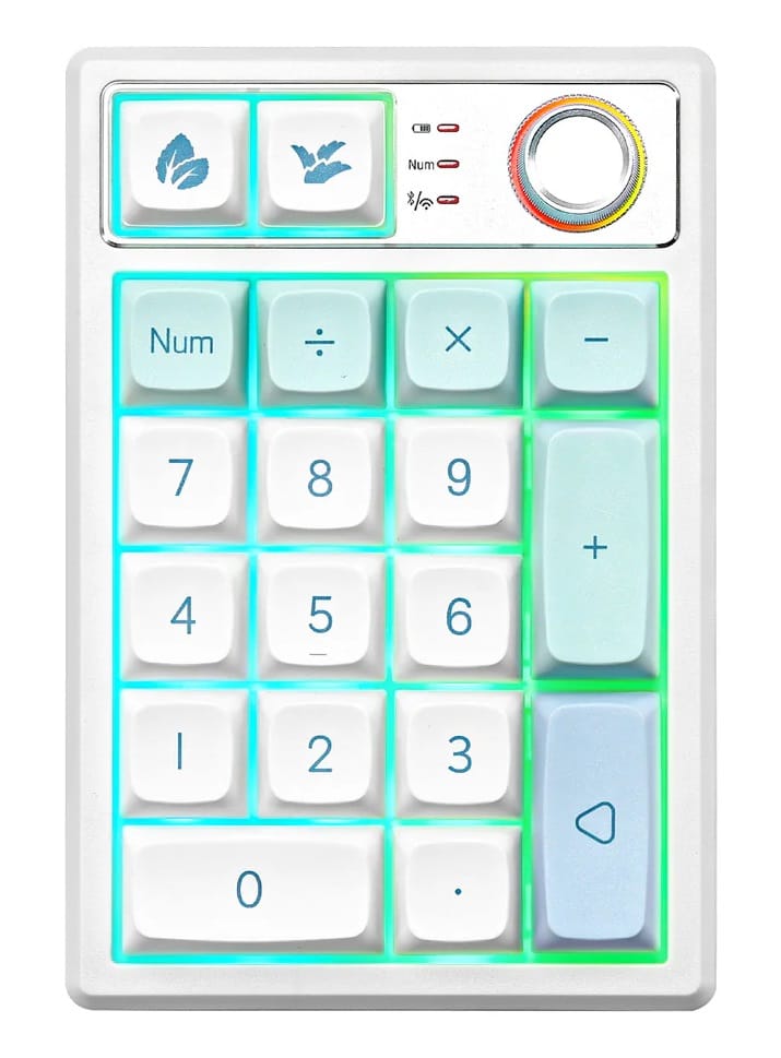 YUNZII YZ19 RGB Wireless Mechanical Knob Mint Numeric Keypad - Gateron Brown Switch