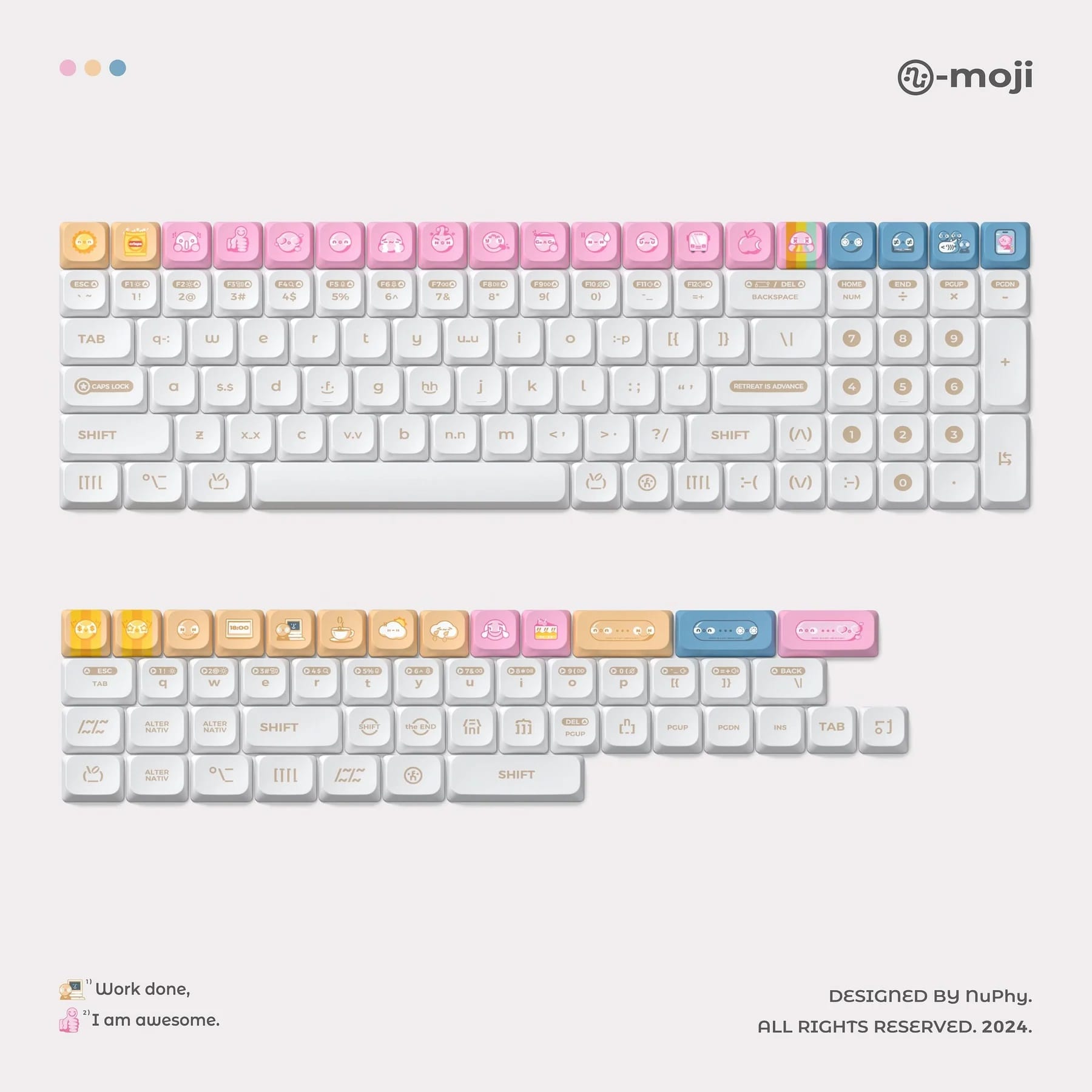 Nuphy Low-Profile Numoji nSA Dye-Sub PBT 149 Keys Keycaps - Bright