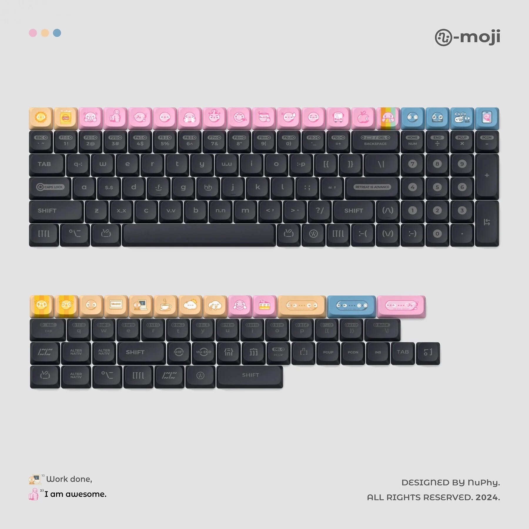 Nuphy Low-Profile Numoji nSA Dye-Sub PBT 149 Keys Keycaps - Dark