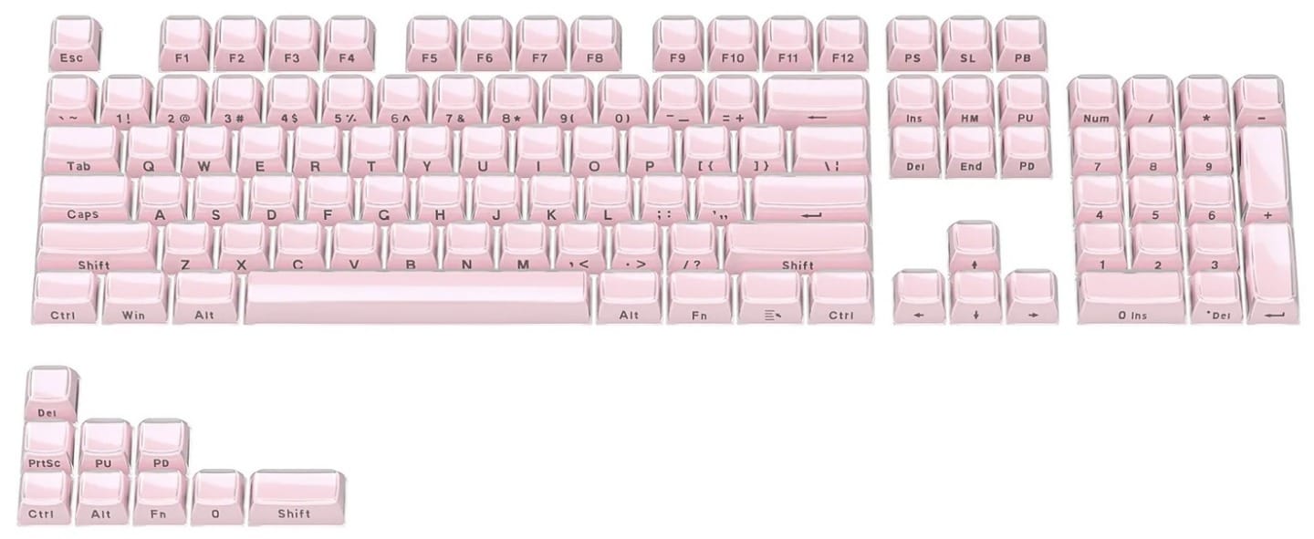 YUNZII Jelly-Transparent Design OEM Profile PBT+PC Keycap 113 Pcs Set - Pink