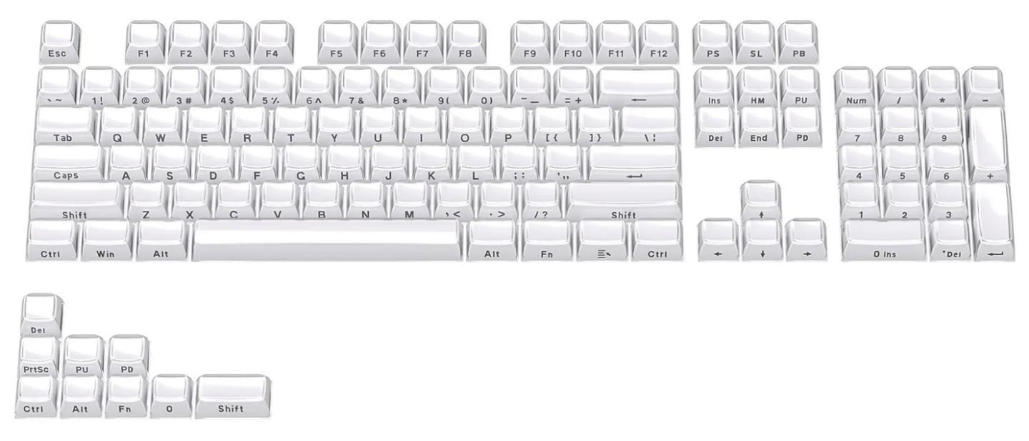 YUNZII Jelly-Transparent Design OEM Profile PBT+PC Keycap 113 Pcs Set - White