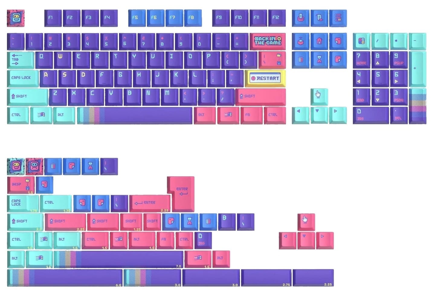 KeyTok Back in the Game Dye-Sub Keycaps - Purple