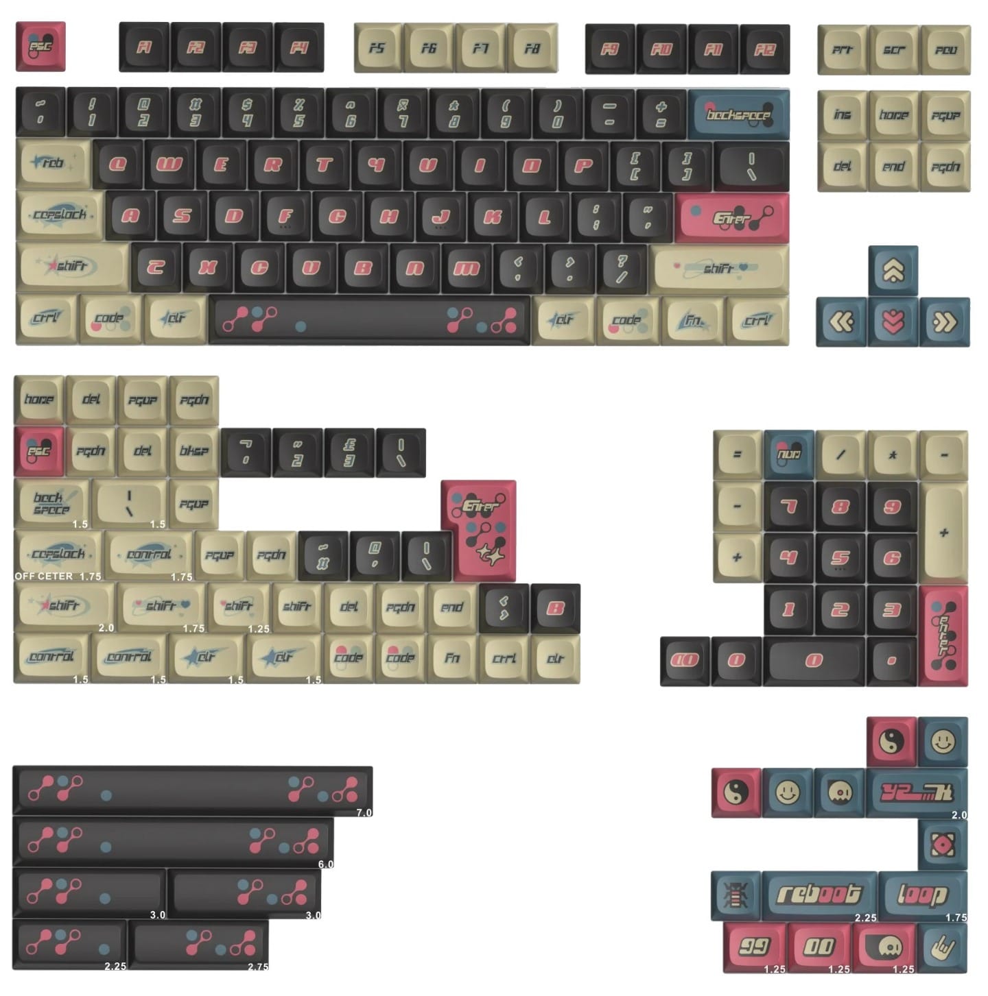 Keytok KDA Y2K Dye-Sub PBT Keycaps The Past