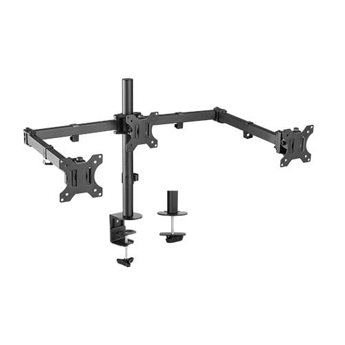 Brateck Triple Screens Articulating Double Joint Articulating Steel Monitor Arms
